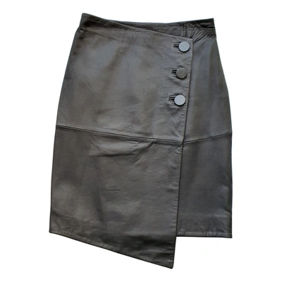 Pre-owned Ba&sh Leather Mid-length Skirt In Black