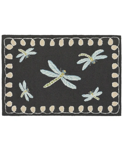 Liora Manne Frontporch Dragonfly Black And Gray 1'8" X 2'6" Outdoor Area Rug In Black,gray