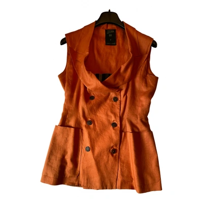 Pre-owned Jean Paul Gaultier Linen Suit Jacket In Orange