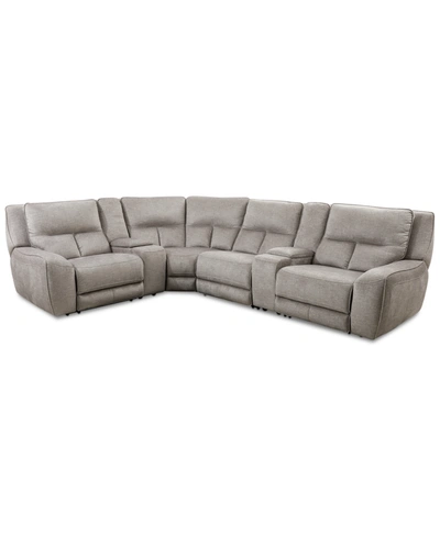 MWHOME CLOSEOUT! TERRINE 6-PC. FABRIC SECTIONAL WITH 3 POWER MOTION RECLINERS AND 2 USB CONSOLES, CREATED F