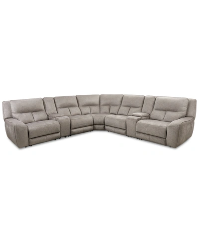 MWHOME CLOSEOUT! TERRINE 7-PC. FABRIC SECTIONAL WITH 2 POWER MOTION RECLINERS AND 2 USB CONSOLES, CREATED F