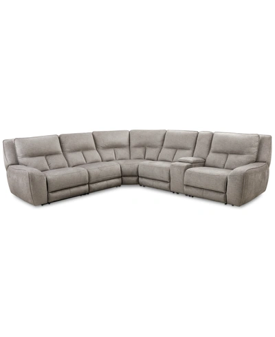 MWHOME CLOSEOUT! TERRINE 6-PC. FABRIC SECTIONAL WITH 3 POWER MOTION RECLINERS AND 1 USB CONSOLE, CREATED FO