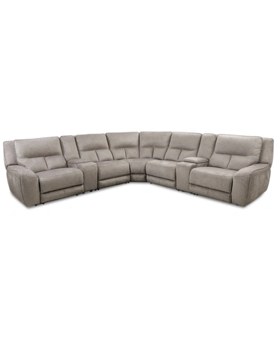 MWHOME CLOSEOUT! TERRINE 7-PC. FABRIC SECTIONAL WITH 3 POWER MOTION RECLINERS AND 2 USB CONSOLES, CREATED F