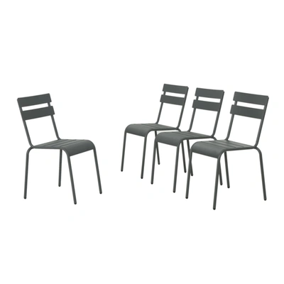 Noble House Lacina Outdoor Dining Chairs, Set Of 2 In Grey