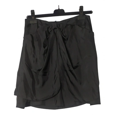 Pre-owned Miu Miu Silk Mini Skirt In Black