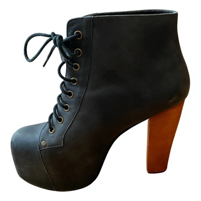Pre-owned Jeffrey Campbell Leather Lace Up Boots In Anthracite