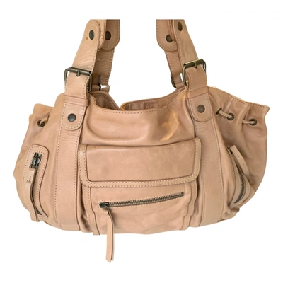 Pre-owned Gerard Darel 24h Leather Handbag In Beige | ModeSens