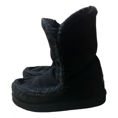 Pre-owned Mou Ankle Boots In Black