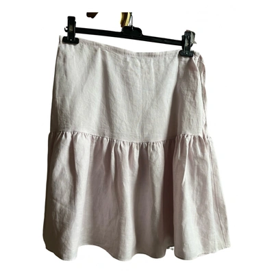 Pre-owned Agnès B. Linen Skirt In Pink