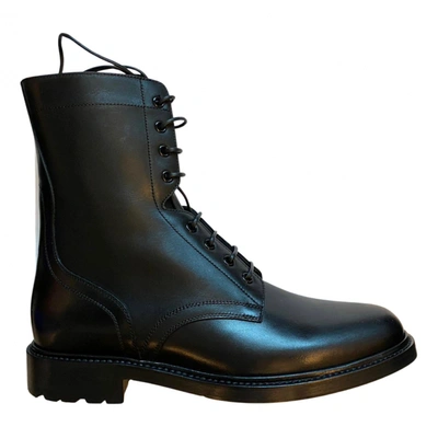 Pre-owned Celine Academy Leather Boots In Black