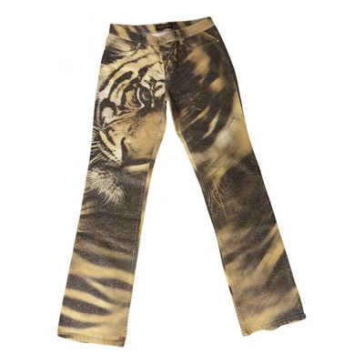 Pre-owned Roberto Cavalli Straight Pants In Gold