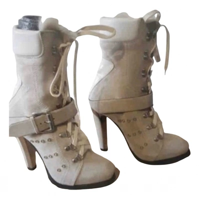 Pre-owned Barbara Bui Leather Ankle Boots In White