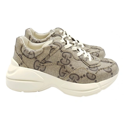Pre-owned Gucci Rhyton Cloth Low Trainers In Beige | ModeSens