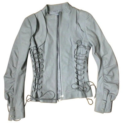 Pre-owned Jitrois Leather Biker Jacket In Grey
