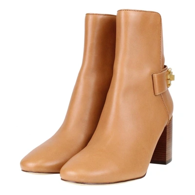 Pre-owned Tory Burch Leather Ankle Boots In Brown