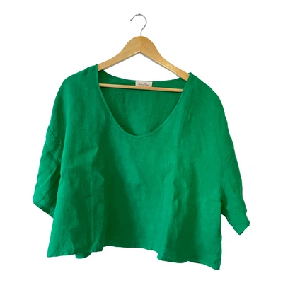 Pre-owned American Vintage Linen Blouse In Green