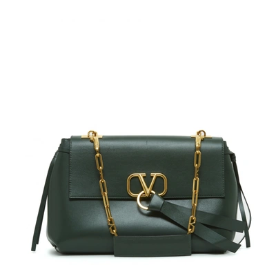 Pre-owned Valentino Garavani Vlogo Leather Handbag In Green