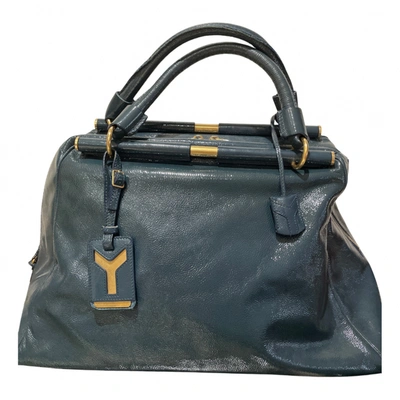 Pre-owned Saint Laurent Chyc Patent Leather Handbag In Blue