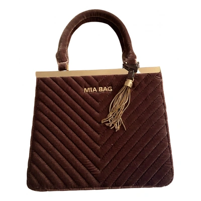 Pre-owned Mia Bag Velvet Handbag In Burgundy