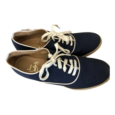 Pre-owned Christian Louboutin Cloth Trainers In Navy