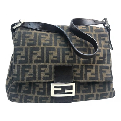Pre-owned Fendi Mamma Baguette Cloth Handbag In Brown