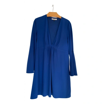 Pre-owned Halston Heritage Silk Mini Dress In Blue