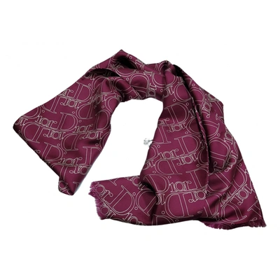 Pre-owned Dior Silk Stole In Burgundy