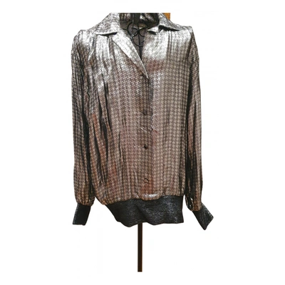 Pre-owned Dior Silk Trousers In Metallic