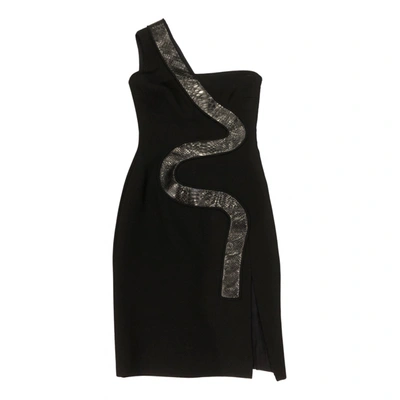 Pre-owned Versace Wool Mini Dress In Black