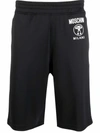Moschino Logo-print Slip-on Track Shorts In Black