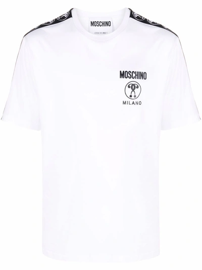 Moschino Logo Printed T-shirt In Bianco