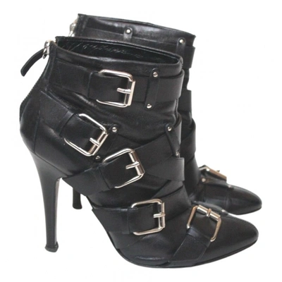 Pre-owned Giuseppe Zanotti X Balmain Leather Ankle Boots In Black