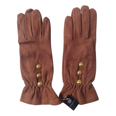 Pre-owned Emanuel Ungaro Leather Gloves In Camel