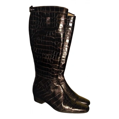 Pre-owned Max Mara Leather Boots In Brown