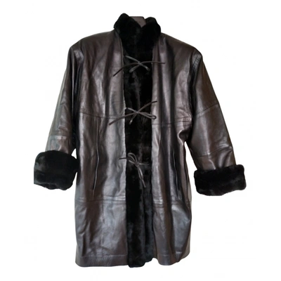 Pre-owned Sprung Frères Leather Coat In Black