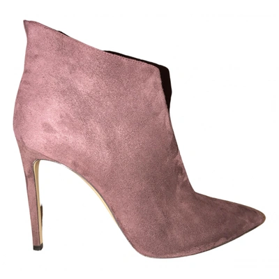 Pre-owned Casadei Ankle Boots In Burgundy