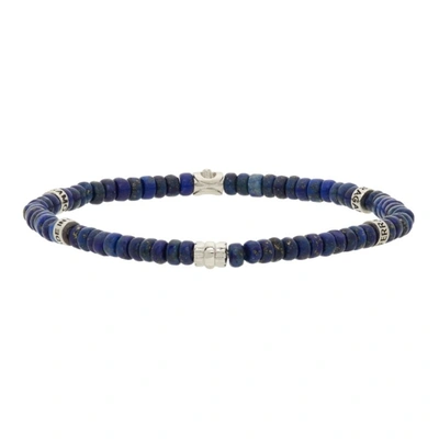 Ferragamo Engraved-detail Beaded Bracelet In Blau
