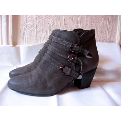 Pre-owned Jonak Leather Ankle Boots In Grey