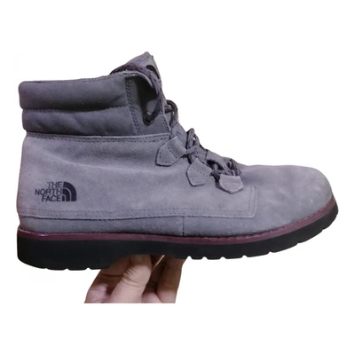Pre-owned The North Face Leather Lace Up Boots In Grey