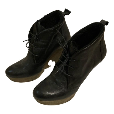 Pre-owned Baldinini Leather Ankle Boots In Black