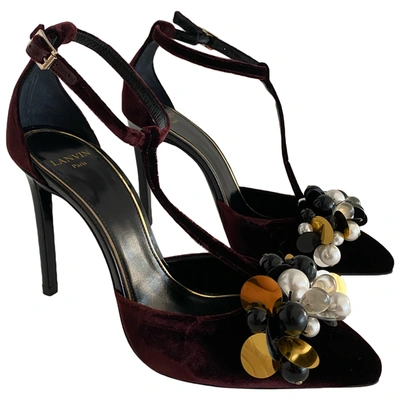 Pre-owned Lanvin Velvet Sandals In Burgundy