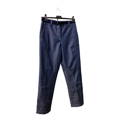 Pre-owned Giorgio Armani Wool Straight Pants In Blue