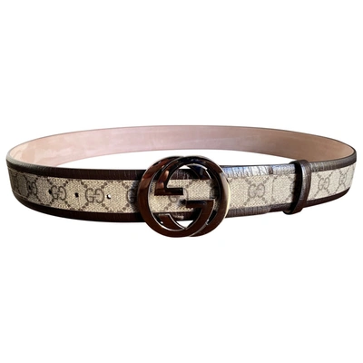 Pre-owned Gucci Leather Belt In Beige