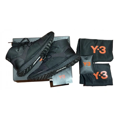 Pre-owned Y-3 Leather High Trainers In Black