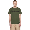 Alexander Mcqueen Green Cotton T-shirt With Logo Print In Brown