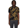 Versace Jeans Couture Baroque Print Jersey Polo Shirt In Black