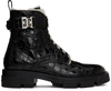 GIVENCHY BLACK TERRA SHEARLING-LINED COMBAT BOOTS
