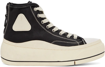 R13 Kurt High-top Platform Sneakers In Black Canvas