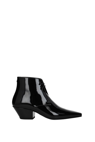 Saint Laurent Ankle Boots Patent Leather In Black