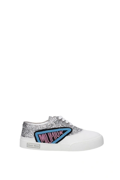 Miu Miu Sneakers Glitter In Silver